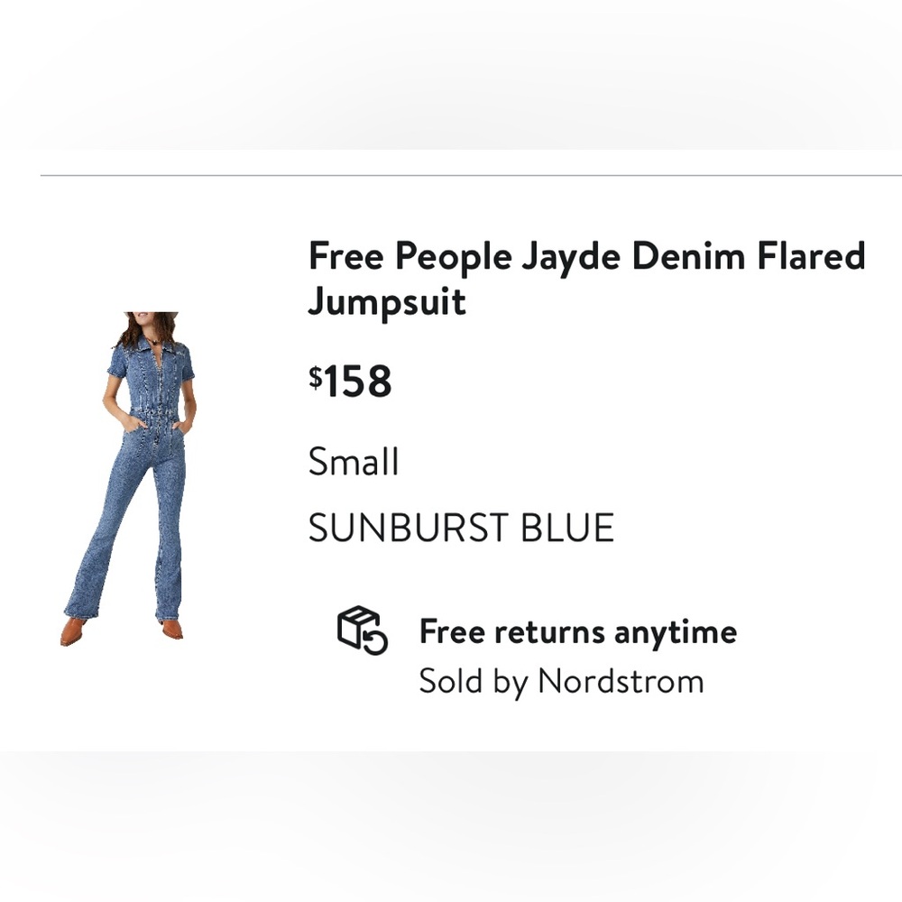 Free People Jayde Denim Jumpsuit in Blue